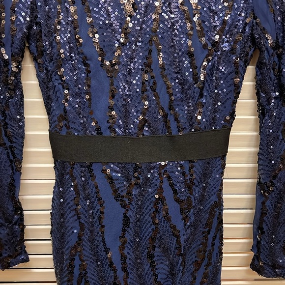 Missord Sequined Gown, Long Sleeves in Navy, Size Small, GUC - Picture 5 of 17